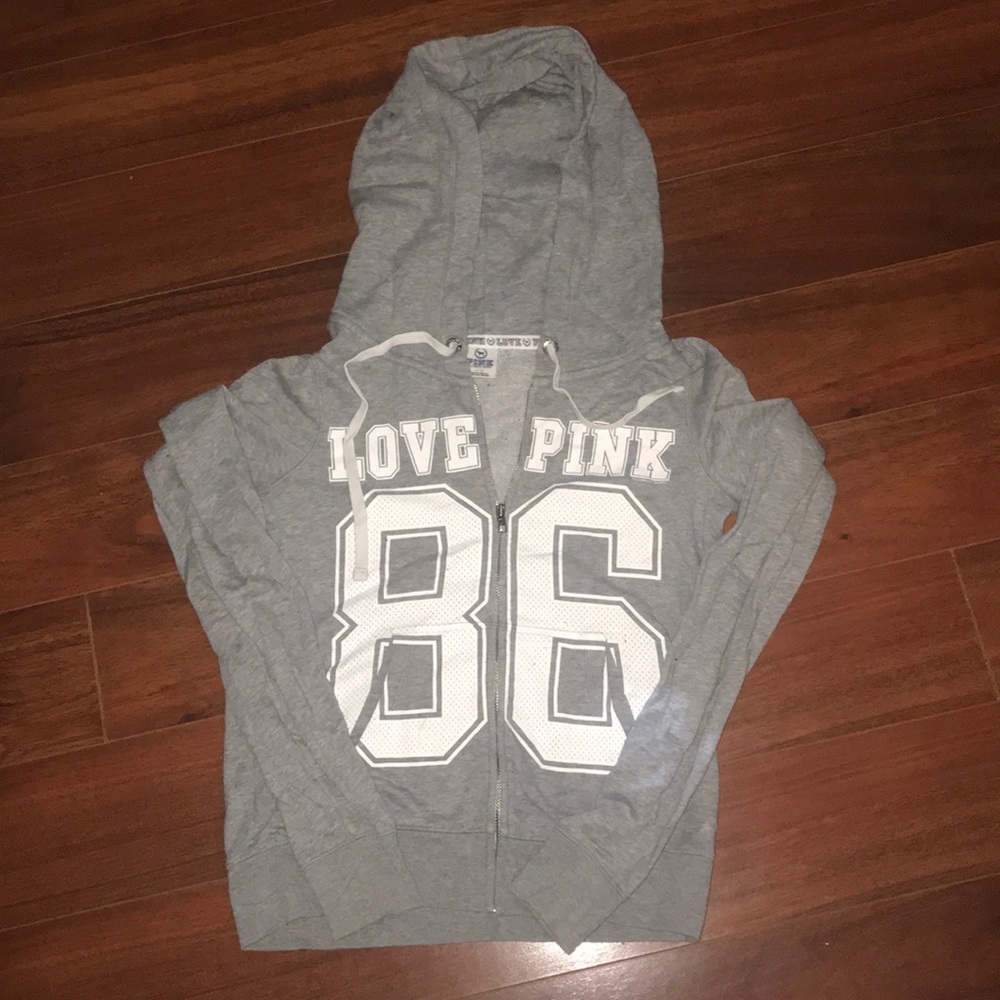 Victoria Secret PINK full zip grey hoodie